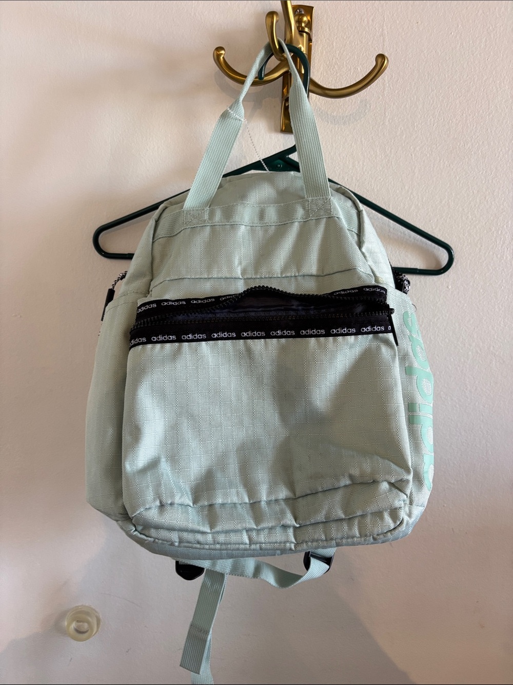 adidas Light Mint Green Mini Backpack with Black Trim